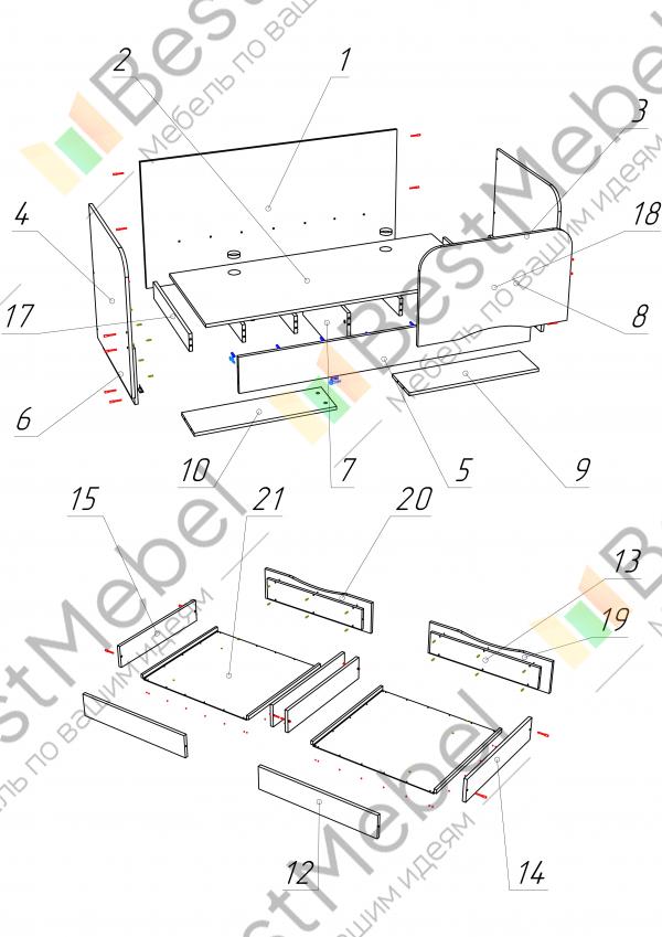 Детская кровать с дельфином и ящиками схема сборки