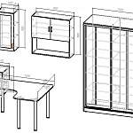 Чертеж Компьютерный стол со шкафом-купе Монти BMS