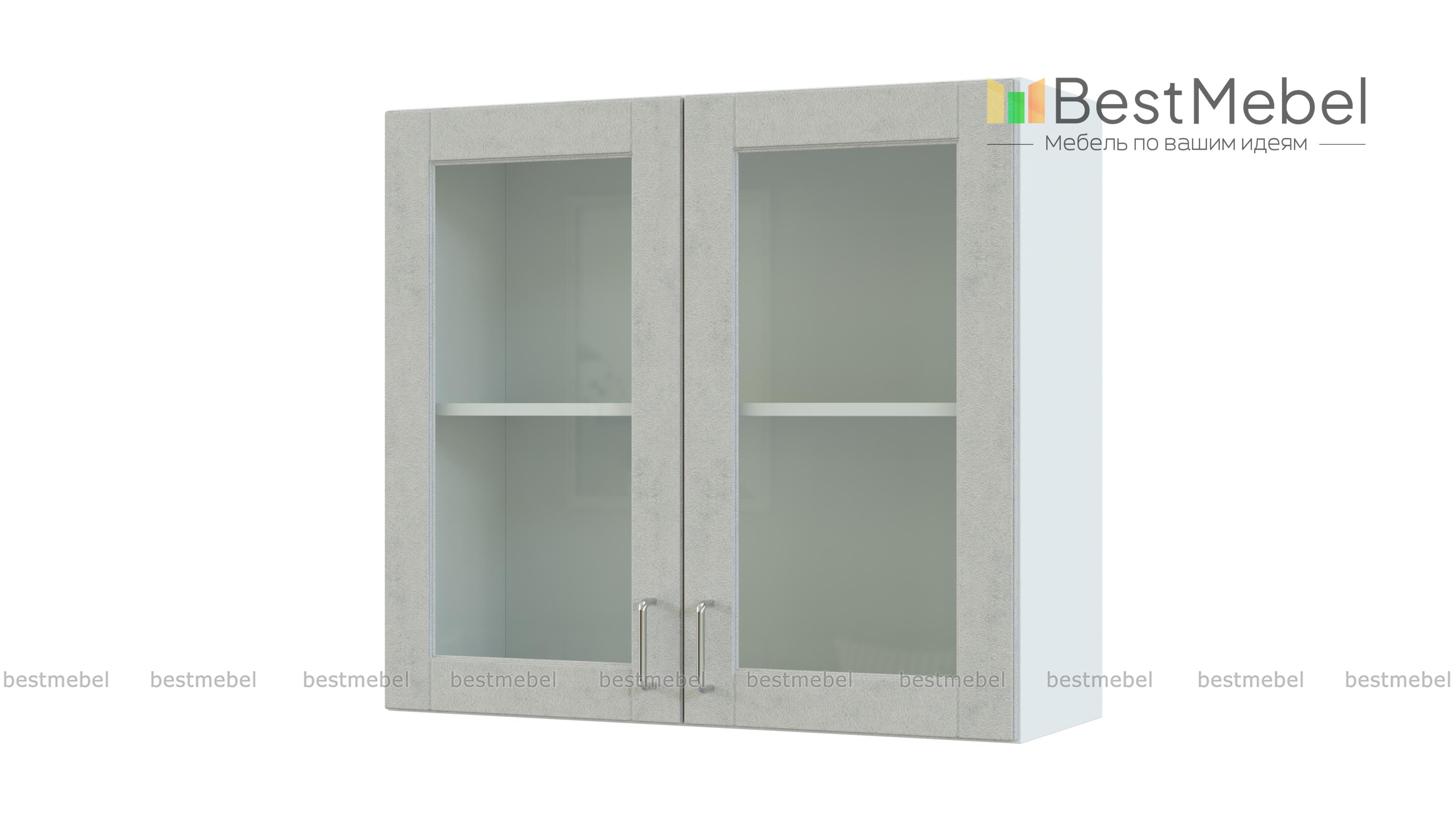 Шкаф навесной 2 двери со стеклом Изабелла BMS - Фото