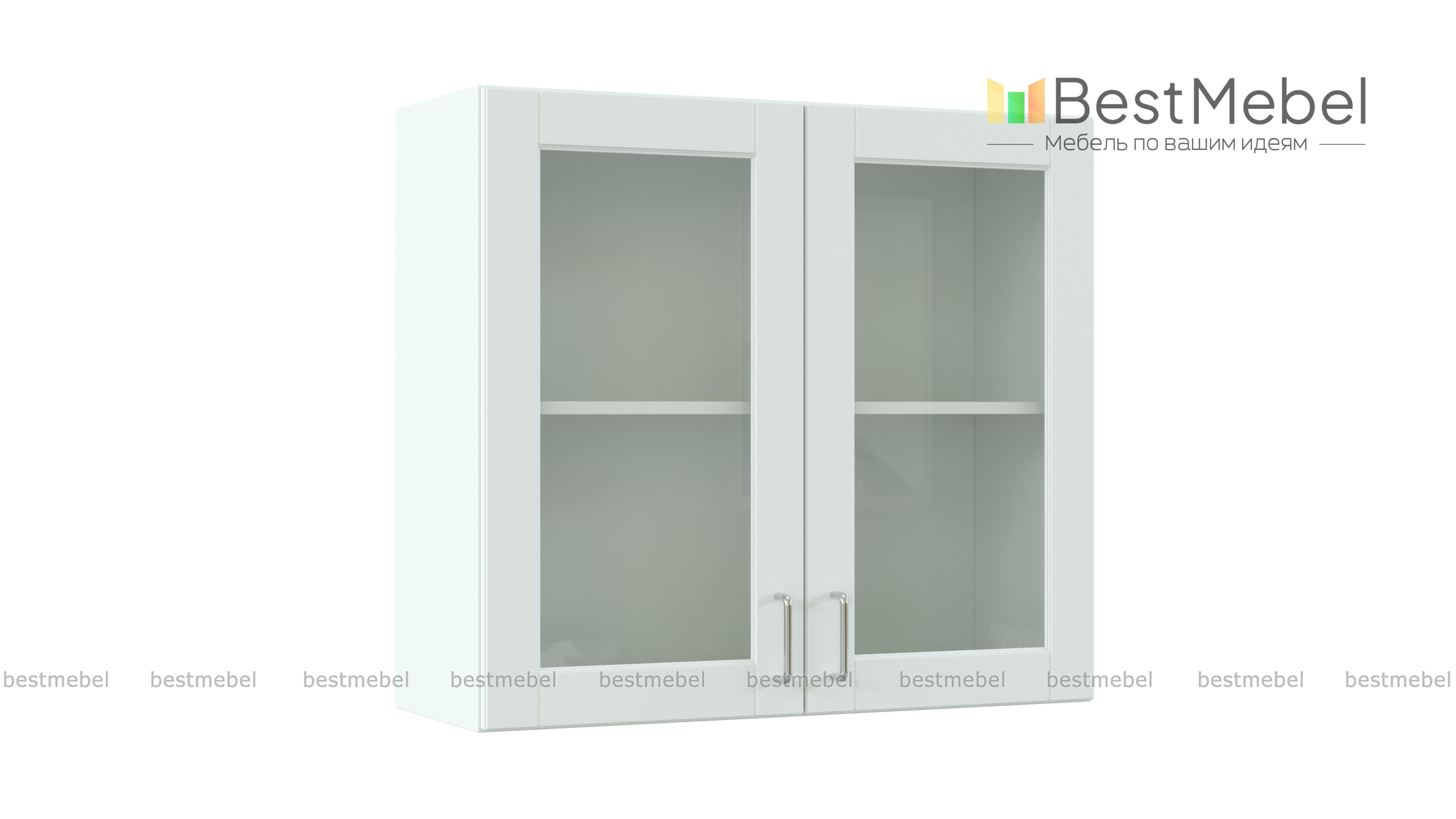 Шкаф навесной 2 двери со стеклом Изабелла BMS - Фото