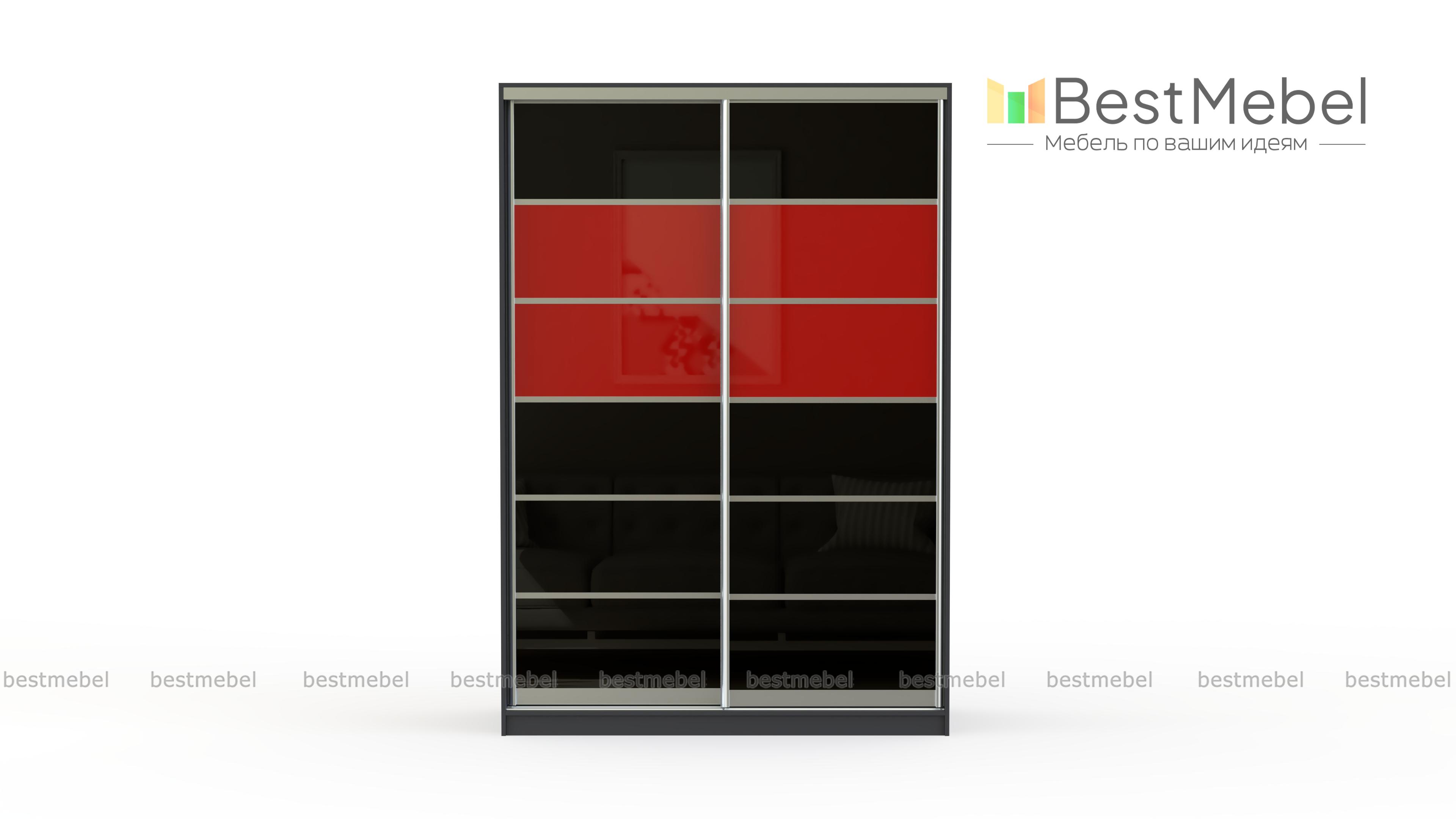 Шкаф-купе двухдверный Стандарт Цветные стекла BMS - Фото