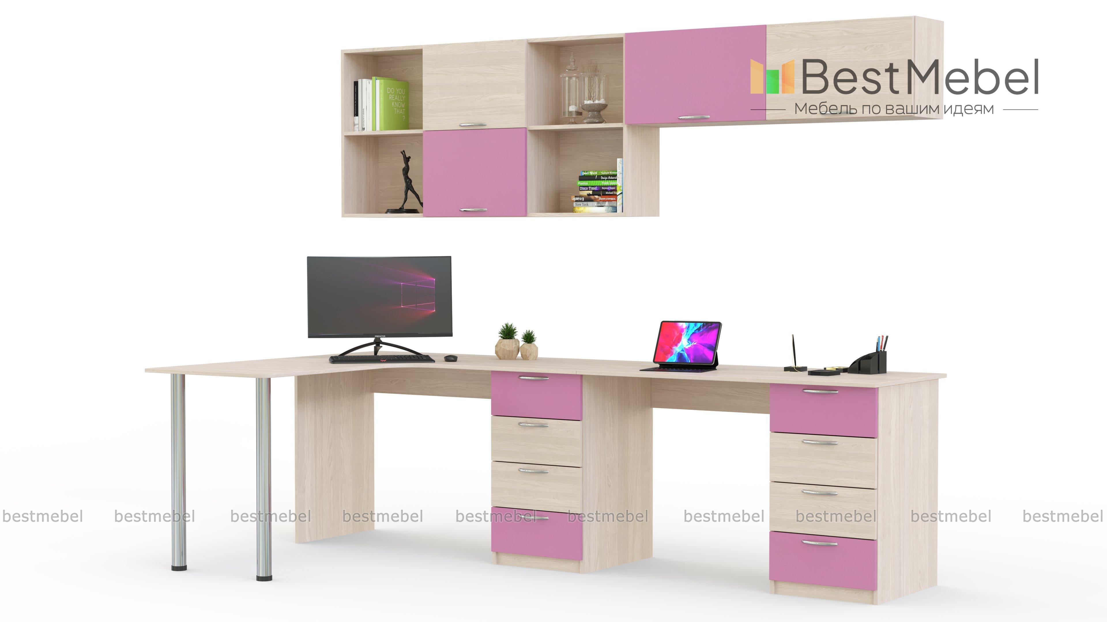 Угловой письменный стол для двоих Виктория 20 BMS - Фото