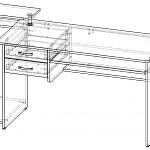 Чертеж Стол компьютерный MBS Ирбис BMS