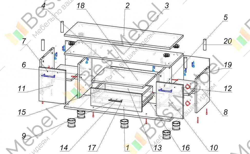 Схема сборки тумбы атл 03